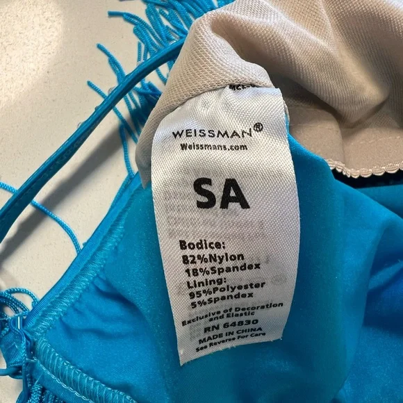 WEISSMAN Adult Turquoise Fringe Dance Costume | Jazz / Latin | Size SA - Picture 9 of 11